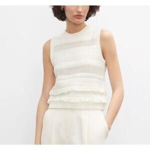 Club Monaco Fringe Knit Sleeveless Cropped Sweater